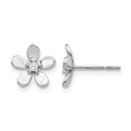 14k White Gold 1/20 carat Diamond Flower Post Earrings, 0.05 ct, 9 x 10 mm
