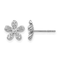14k White Gold 1/4 carat Diamond Flower Post Earrings, 0.24 ct, 9 x 9 mm