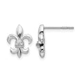 14k White Gold Diamond Fleur de Lis Post Earrings, 0.024 ct, 12 x 9 mm
