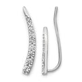 14k White Gold 1/6 carat Diamond Graduated Ear Climber Earrings, 0.156 ct, 14 x 3 mm