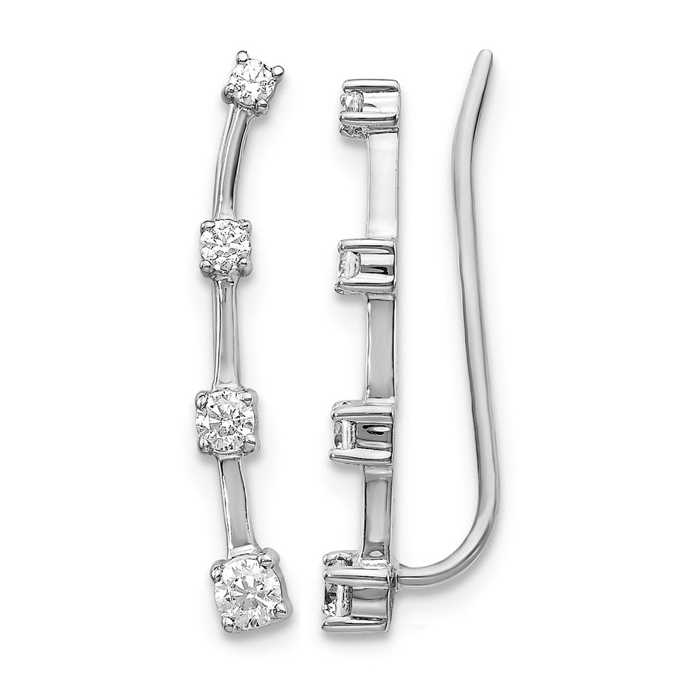14k White Gold 1/3 carat Lab Grown Diamond VS/SI+ G+ Complete Ear Climber, 0.29 ct, 20.5 x 3.05 mm