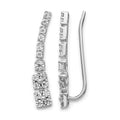 14k White Gold 1/2 carat Diamond Graduated Ear Climber Earrings, 0.494 ct, 20 x 4 mm