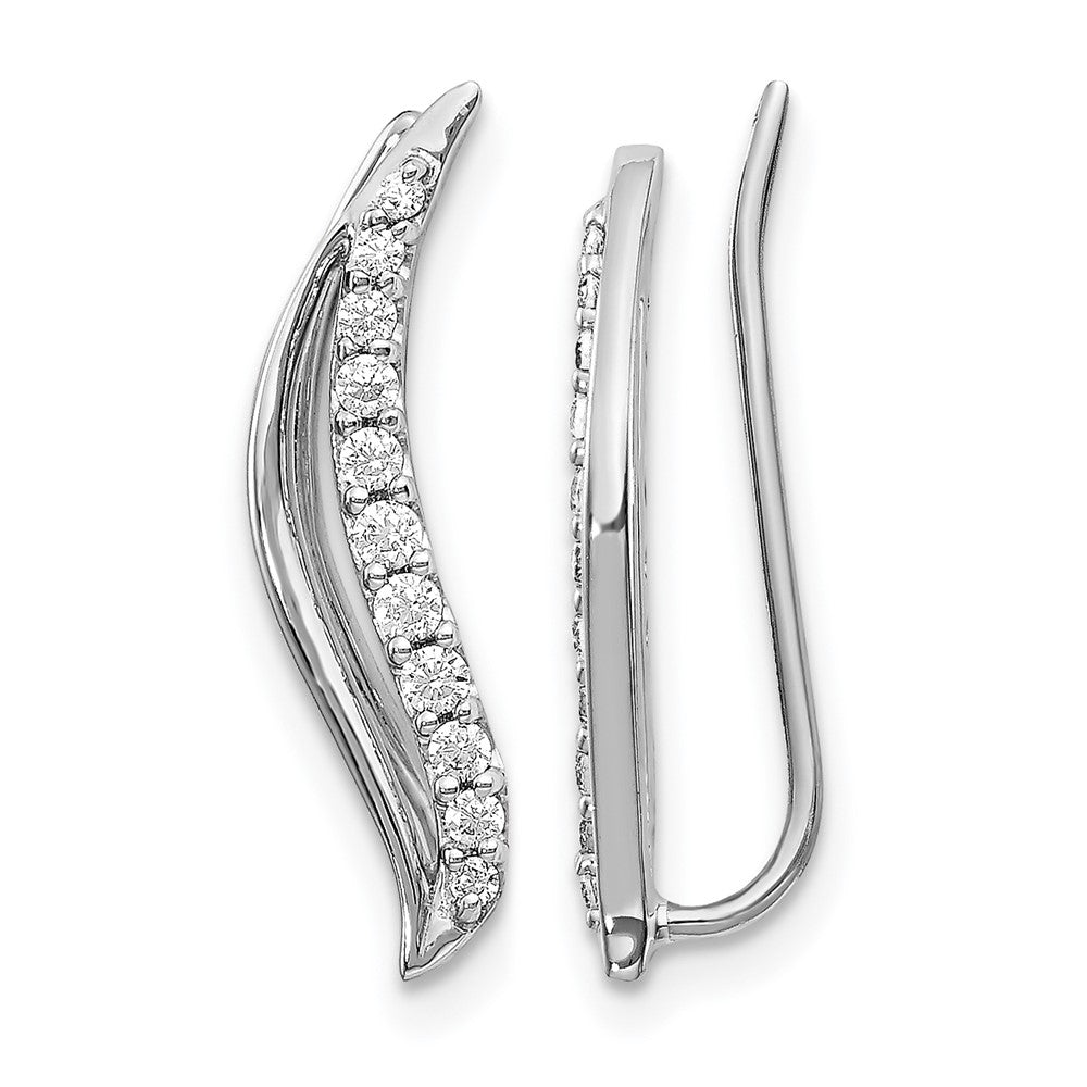 14k White Gold 1/4 carat Lab Grown Diamond VS/SI+ G+ Complete Ear Climber, 0.244 ct, 19 x 5 mm