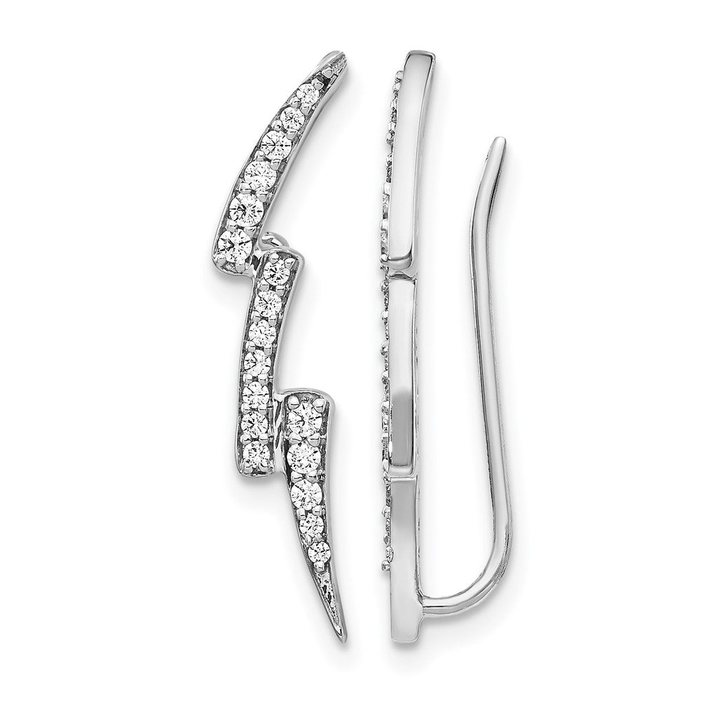 14k White Gold 1/3 carat Diamond Lightning Ear Climber Earrings, 0.272 ct, 21 x 4 mm