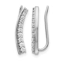 14k White Gold 1/3 carat Diamond Graduated Ear Climber Earrings, 0.322 ct, 18 x 4 mm