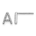 14k White Gold Diamond Initial A Post Earrings, 0.09 ct, 7 x 5 mm