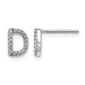 14k White Gold Diamond Initial D Post Earrings, 0.1 ct, 7 x 5 mm