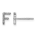 14k White Gold Diamond Initial F Post Earrings, 0.066 ct, 7 x 5 mm