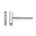 14k White Gold Diamond Initial I Post Earrings, 0.036 ct, 7 x 2 mm