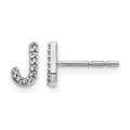 14k White Gold Diamond Initial J Post Earrings, 0.054 ct, 7 x 4 mm