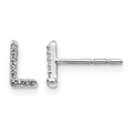 14k White Gold Diamond Initial L Post Earrings, 0.054 ct, 7 x 4 mm