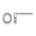 14k White Gold Diamond Initial O Post Earrings, 0.096 ct, 7 x 4 mm