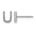 14k White Gold Diamond Initial U Post Earrings, 0.084 ct, 7 x 5 mm