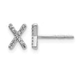 14k White Gold Diamond Initial X Post Earrings, 0.078 ct, 7 x 5 mm