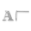 14k White Gold Diamond Initial A Post Earrings, 0.036 ct, 8 x 8 mm