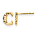 14k Diamond Initial C Post Earrings, 0.036 ct, 8 x 7 mm