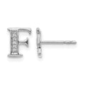 14k White Gold Diamond Initial F Post Earrings, 0.03 ct, 8 x 8 mm