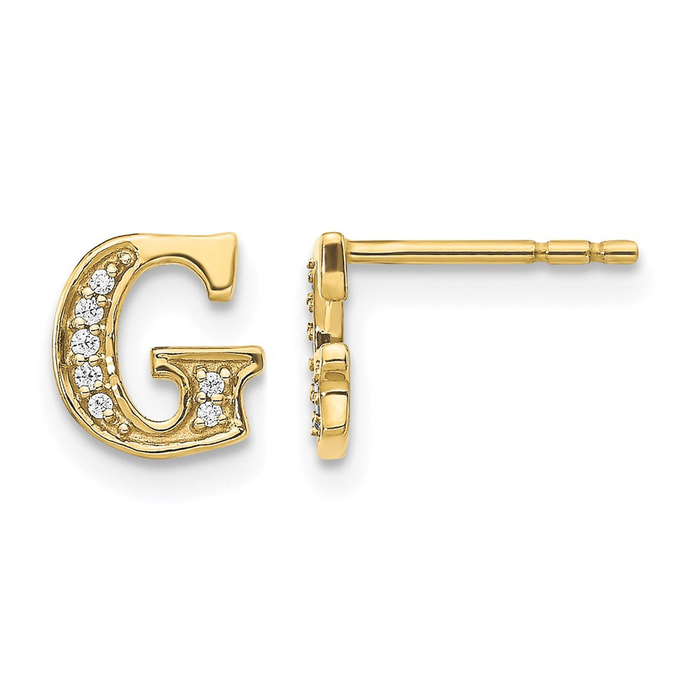 14k Diamond Initial G Post Earrings, 0.048 ct, 8 x 7 mm