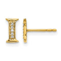 14k Diamond Initial I Post Earrings, 0.03 ct, 8 x 4 mm