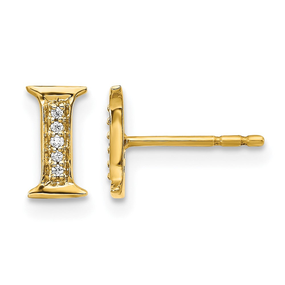 14k Diamond Initial I Post Earrings, 0.03 ct, 8 x 4 mm