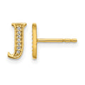 14k Diamond Initial J Post Earrings, 0.042 ct, 8 x 6 mm