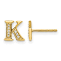 14k Diamond Initial K Post Earrings, 0.054 ct, 8 x 8 mm