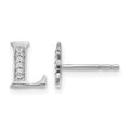 14k White Gold Diamond Initial L Post Earrings, 0.03 ct, 8 x 8 mm