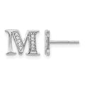 14k White Gold Diamond Initial M Post Earrings, 0.07 ct, 8 x 10 mm