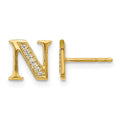 14k Diamond Initial N Post Earrings, 0.042 ct, 8 x 8 mm