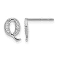 14k White Gold Diamond Initial Q Post Earrings, 0.072 ct, 10 x 8 mm