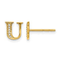 14k Diamond Initial U Post Earrings, 0.036 ct, 8 x 6 mm