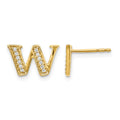 14k Diamond Initial W Post Earrings, 0.096 ct, 8 x 10 mm