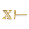 14k Diamond Initial X Post Earrings, 0.042 ct, 8 x 7 mm