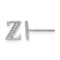 14k White Gold Diamond Initial Z Post Earrings, 0.036 ct, 8 x 7 mm