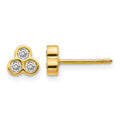 14k 1/4 carat Diamond 3-stone Bezel Earrings, 0.24 ct, 6 x 7 mm