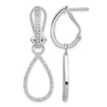14k White Gold 1/2 carat Diamond Teardrop Dangle Omega Back Earrings, 0.504 ct, 39 x 12 mm