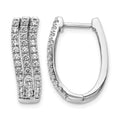 14k White Gold 3-row 1 carat Diamond Hinged Hoop Earrings, 1.026 ct, 20 x 14 mm