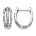 14k White Gold 3-row 1/2 carat Diamond Hinged Hoop Earrings, 0.528 ct, 15 x 13 mm