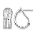 14k White Gold 2-row Baguette 1/2 carat Diamond Omega Back Hoop Earrings, 0.512 ct, 16 x 12 mm