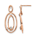 14k Rose Gold 1/5 carat Diamond Oval Dangle Post Earrings, 0.194 ct, 26 x 11 mm
