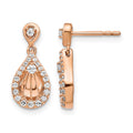 14k Rose Gold 1/3 carat Diamond Teardrop Dangle Post Earrings, 0.328 ct, 16 x 8 mm