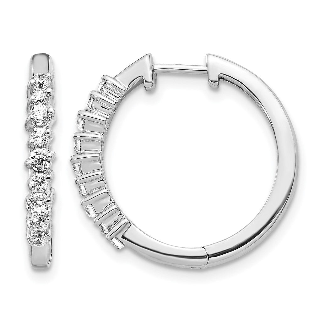 14k White Gold 1/2 carat Lab Grown Diamond VS/SI+ G+ Complete Hinged Hoop Earrings, 0.48 ct, 20 x 2.6 mm