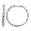 14k White Gold 1/2 carat Diamond Hinged Hoop Earrings, 0.504 ct, 26 x 2.75 mm