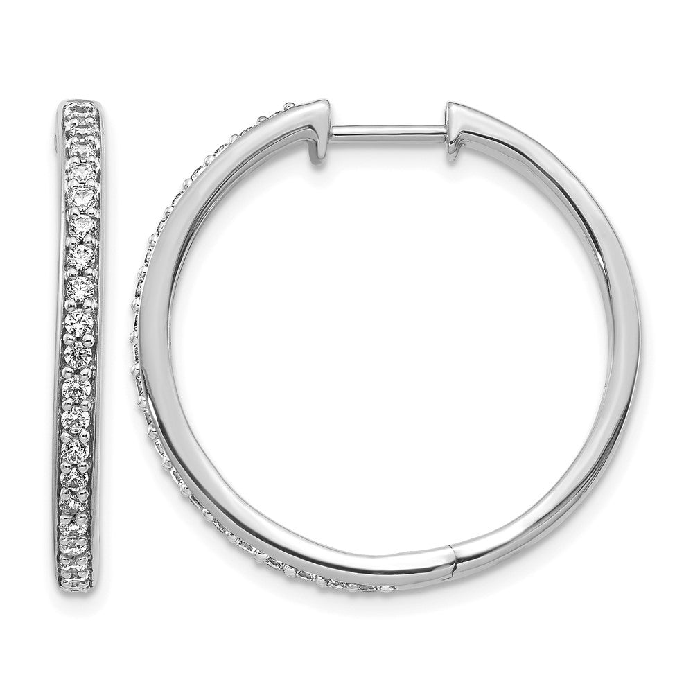 14k White Gold 1/2 carat Diamond Hinged Hoop Earrings, 0.504 ct, 26 x 2.75 mm