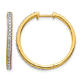 14k 1/2 carat Diamond Hinged Hoop Earrings, 0.504 ct, 26 x 2.75 mm