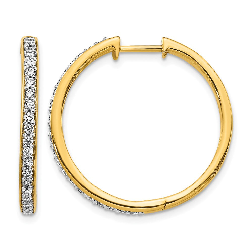 14k 1/2 carat Diamond Hinged Hoop Earrings, 0.504 ct, 26 x 2.75 mm