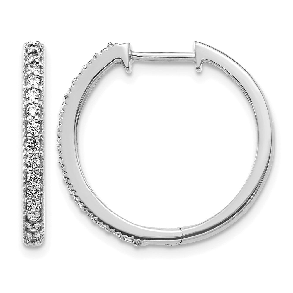 14k White Gold 1/3 carat Diamond Milgrain Hinged Hoop Earrings, 0.36 ct, 20 x 21 mm