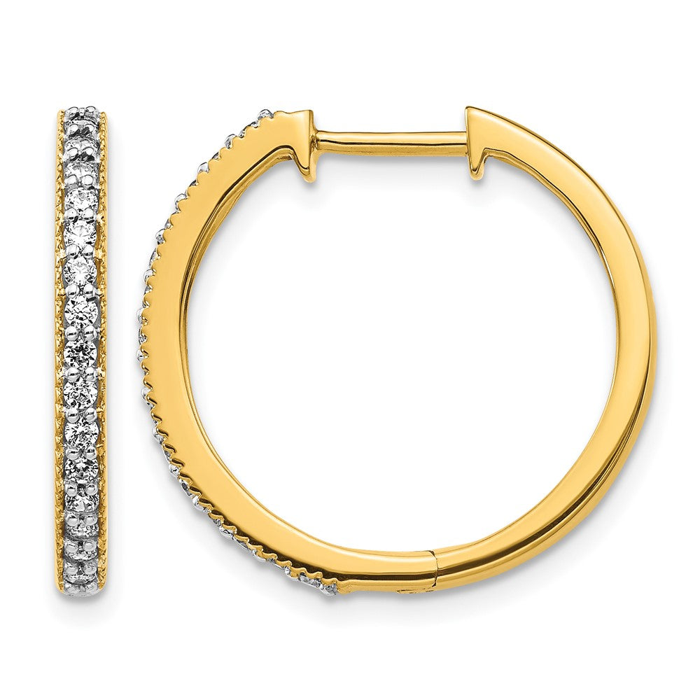 14k 1/3 carat Diamond Milgrain Hinged Hoop Earrings, 0.36 ct, 20 x 21 mm