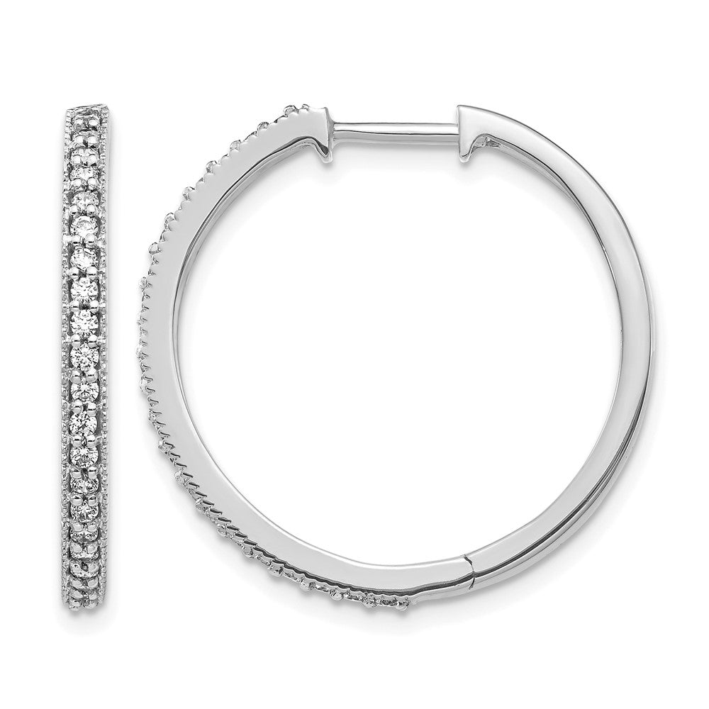 14k White Gold 1/2 carat Lab Grown Diamond VS/SI+ G+ Complete Miligrain Hinged Hoop Earrings, 0.567 ct, 25.55 x 26.05 mm