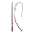 14k White Gold Ombre Pink Sapphire and Diamond Drop Wire Earrings, 3.02 ct, 44 x 2 mm